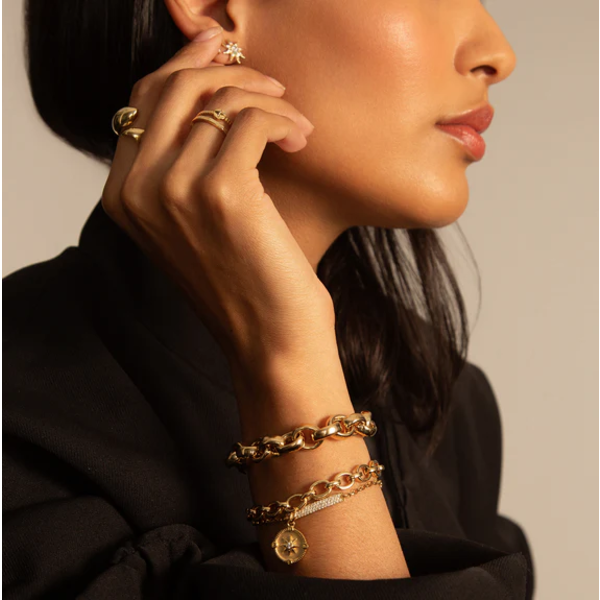 MONICA RICH KOSANN 18kt Yellow Gold Audrey" Link Charm Bracelet