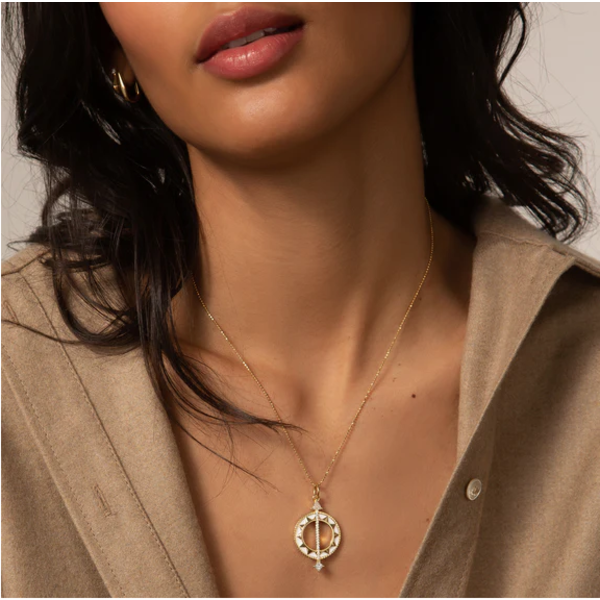 MONICA RICH KOSANN 18kt Yellow Gold White Enamel Sundial - Time is Precious