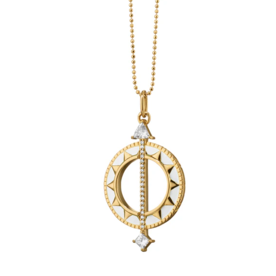 MONICA RICH KOSANN 18kt Yellow Gold White Enamel Sundial - Time is Precious
