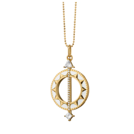MONICA RICH KOSANN 18kt Yellow Gold White Enamel Sundial - Time is Precious