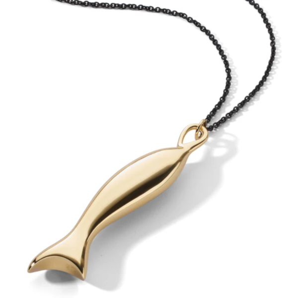MONICA RICH KOSANN 18kt Yellow Gold Fish "Perseverance" Charm Necklace