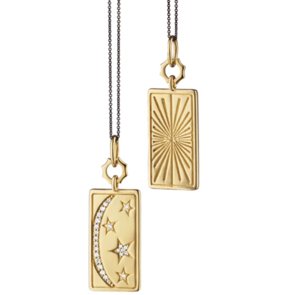 MONICA RICH KOSANN 18kt Yellow Gold Sun, Moon and Stars Medallion with Diamonds