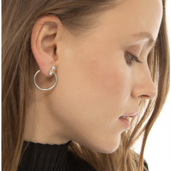 MONICA RICH KOSANN Sterling Silver Large "Galaxy Wrap Hoop" Earrings with White Sapphires