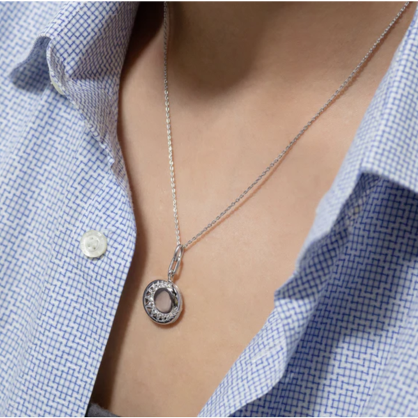 MONICA RICH KOSANN "Sun" Silver Locket Necklace with Sapphires