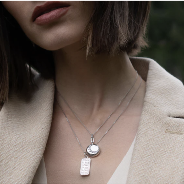 MONICA RICH KOSANN "Sun" Silver Locket Necklace with Sapphires