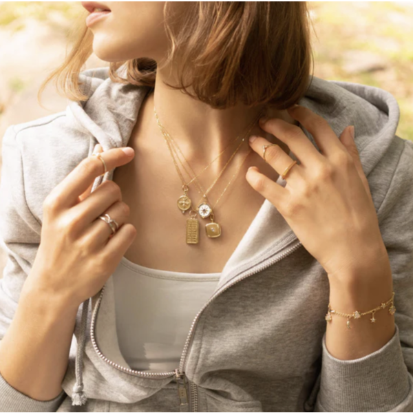 MONICA RICH KOSANN 18kt Yellow Gold Slim "Viv" Gold Locket Necklace with Diamond