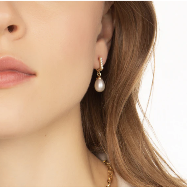 MONICA RICH KOSANN 18kt Yellow Gold Infinity Huggie & Pearl Drop Earrings