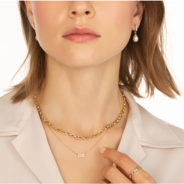 MONICA RICH KOSANN 18kt Yellow Gold Infinity Huggie & Pearl Drop Earrings