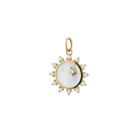 MONICA RICH KOSANN 18kt Yellow Gold Mini Mother of Pearl Diamond Happiness Sun Charm