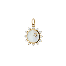 MONICA RICH KOSANN 18kt Yellow Gold Mini Mother of Pearl Diamond Happiness Sun Charm