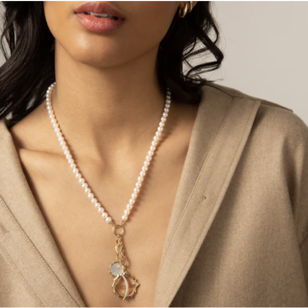 MONICA RICH KOSANN 18kt Yellow Gold Design Your Own Pearl Charm Chain Necklace, 2 Charm Stations