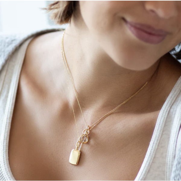 MONICA RICH KOSANN Mini "Carpe Diem" 18K Gold Key With Rock Crystal and Blue Sapphire