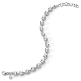 MONICA RICH KOSANN Round "European Cut" Rock Crystal Tennis Bracelet in Sterling Silver with Green Tsavorite and White Sapphire