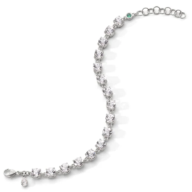 MONICA RICH KOSANN Round "European Cut" Rock Crystal Tennis Bracelet in Sterling Silver with Green Tsavorite and White Sapphire