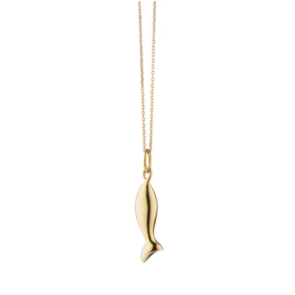 MONICA RICH KOSANN Mini "Perseverance" Fish 18K Gold Charm Necklace