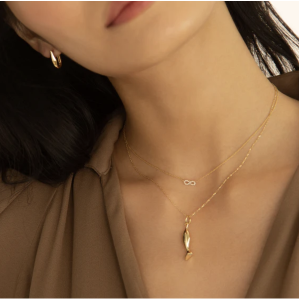 MONICA RICH KOSANN Mini "Perseverance" Fish 18K Gold Charm Necklace
