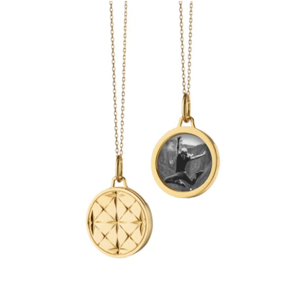 MONICA RICH KOSANN Small Round Mosaic 18K Gold Half Locket