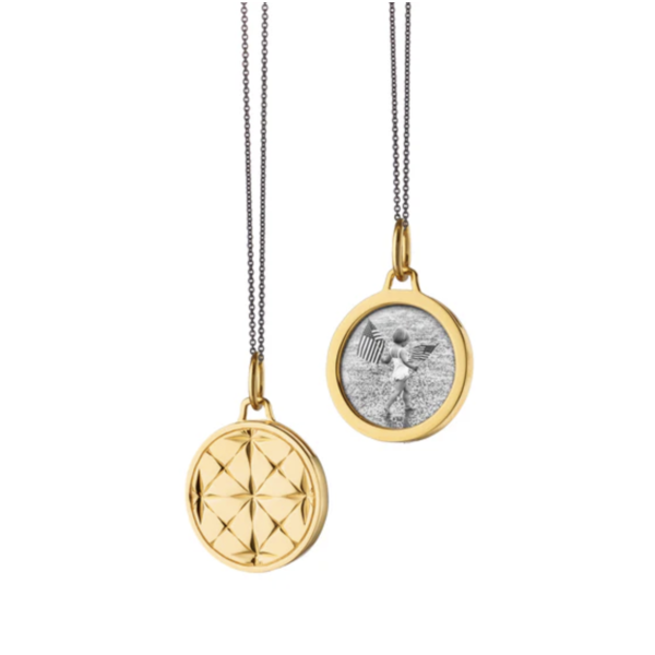 MONICA RICH KOSANN Small Round Mosaic 18K Gold Half Locket