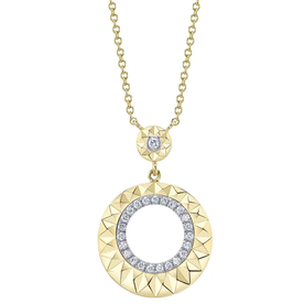 SHY CREATION INC 14kt Yellow & White Gold .13 Diamond Circle Necklace