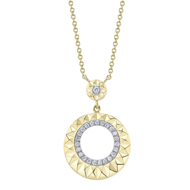 SHY CREATION INC 14kt Yellow & White Gold .13 Diamond Circle Necklace