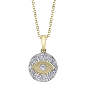 SHY CREATION INC 14kt Yellow Gold .19 Diamond Pave Eye Circle Necklace