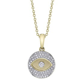SHY CREATION INC 14kt Yellow Gold .19 Diamond Pave Eye Circle Necklace