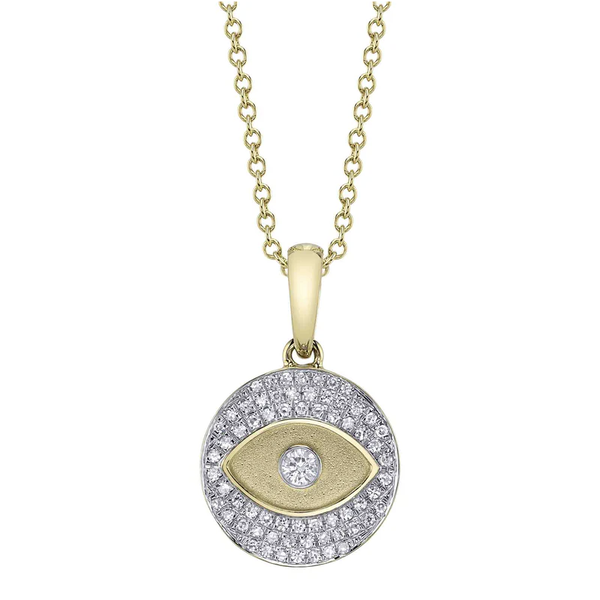 SHY CREATION INC 14kt Yellow Gold .19 Diamond Pave Eye Circle Necklace