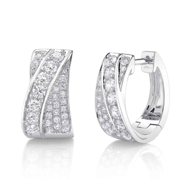 SHY CREATION INC 14kt White Gold 1.11 Diamond Hoop Earrings