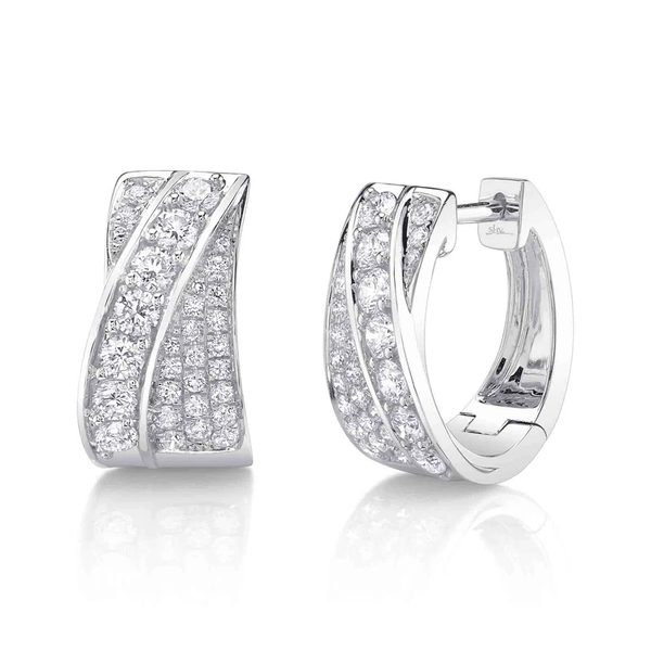 SHY CREATION INC 14kt White Gold 1.11 Diamond Hoop Earrings