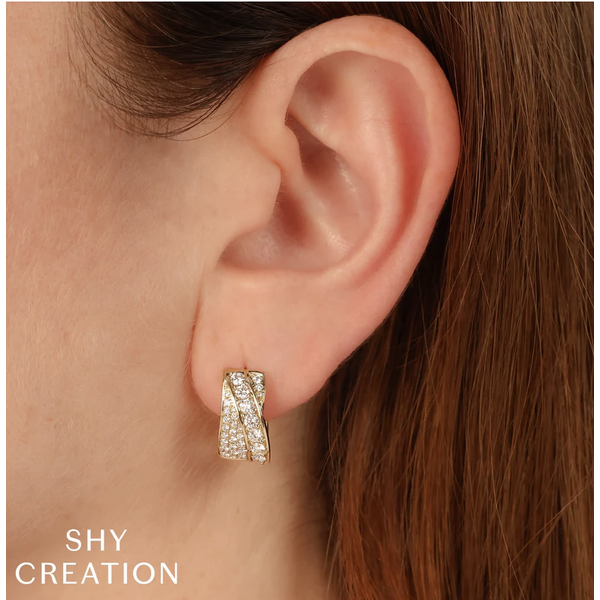 SHY CREATION INC 14kt White Gold 1.11 Diamond Hoop Earrings