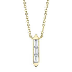SHY CREATION INC 14kt Yellow Gold .18 Diamond Baguette Necklace