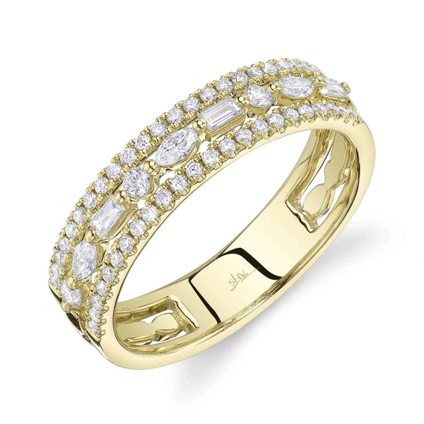 SHY CREATION INC 14kt Yellow Gold .47 Diamond Baguette Marquise Band
