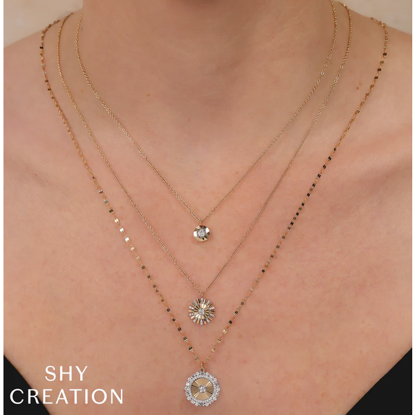 SHY CREATION INC 14kt Yellow Gold .11 Diamond Bezel Necklace