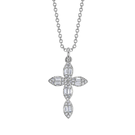 SHY CREATION INC 14kt White Gold .30 Diamond Cross Necklace
