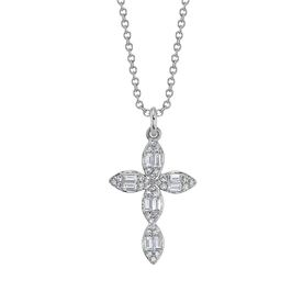 SHY CREATION INC 14kt White Gold .30 Diamond Cross Necklace