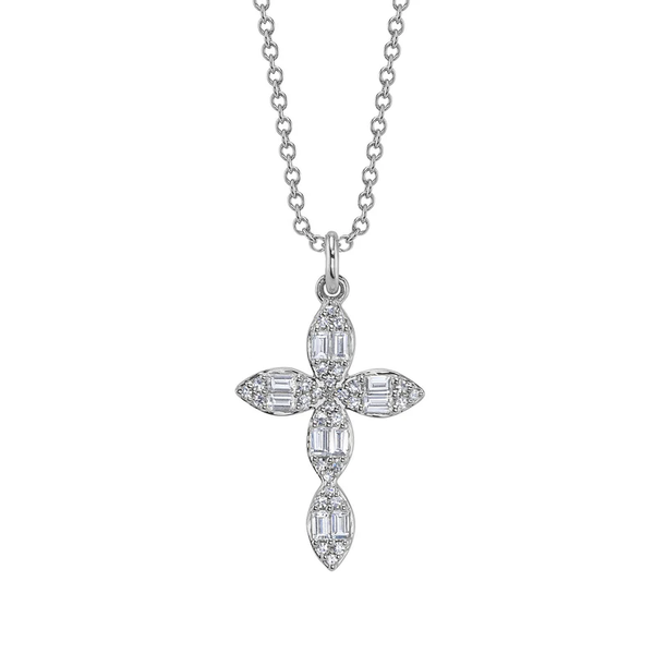 SHY CREATION INC 14kt White Gold .30 Diamond Cross Necklace