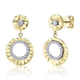 SHY CREATION INC 14kt Yellow & White Gold .26 Diamond Circle Earrings