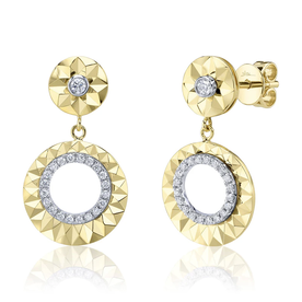 SHY CREATION INC 14kt Yellow & White Gold .26 Diamond Circle Earrings