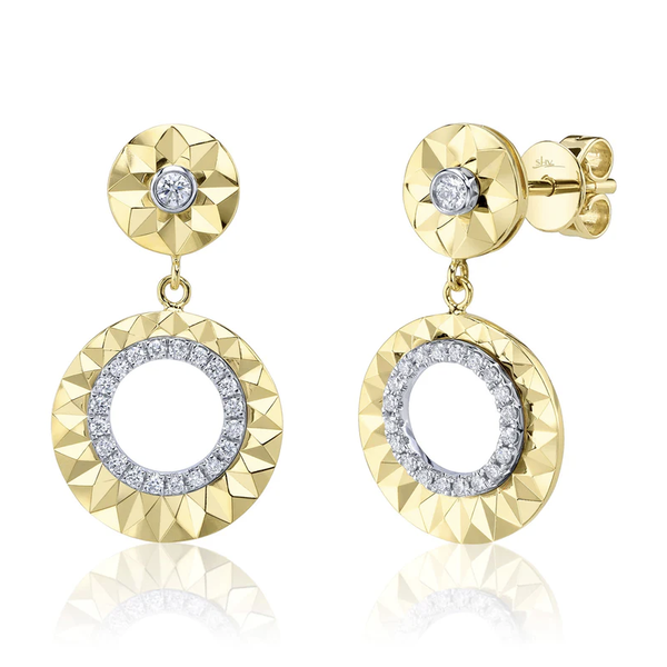 SHY CREATION INC 14kt Yellow & White Gold .26 Diamond Circle Earrings