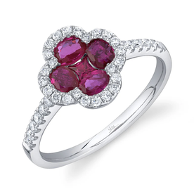 SHY CREATION INC 14kt White Gold .30 Diamond .93 Ruby Ring