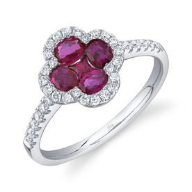 SHY CREATION INC 14kt White Gold .30 Diamond .93 Ruby Ring