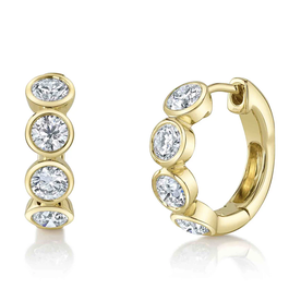 SHY CREATION INC 14kt Yellow Gold 1.50 Diamond Bezel Huggie Earrings