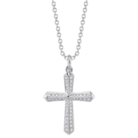 SHY CREATION INC 14kt White Gold .11 Diamond Cross Necklace
