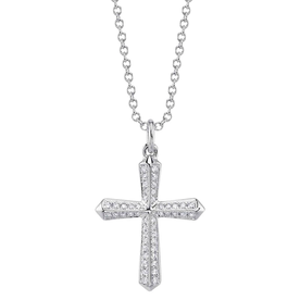 SHY CREATION INC 14kt White Gold .11 Diamond Cross Necklace