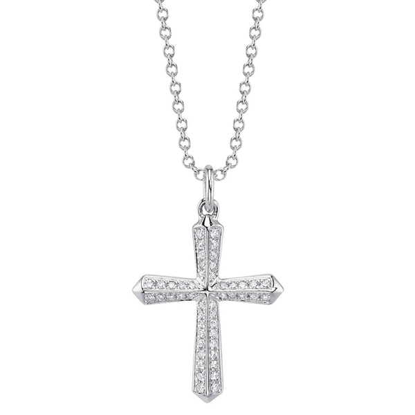 SHY CREATION INC 14kt White Gold .11 Diamond Cross Necklace
