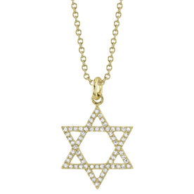 SHY CREATION INC 14kt Yellow Gold .15 Diamond Star of David Necklace