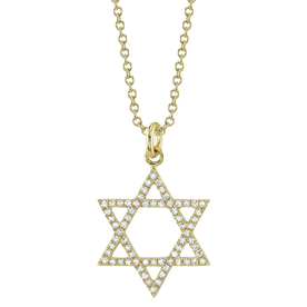 SHY CREATION INC 14kt Yellow Gold .15 Diamond Star of David Necklace