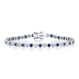 SHY CREATION INC 14kt White Gold 1.00 Diamond 1.58 Sapphire Tennis Bracelet
