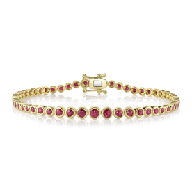 SHY CREATION INC 14kt Yellow Gold 2.28 Ruby Bezel Tennis Bracelet