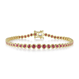 SHY CREATION INC 14kt Yellow Gold 2.28 Ruby Bezel Tennis Bracelet